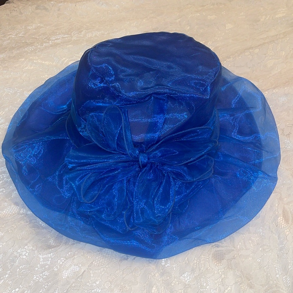 New Women's Organza Church Bridal Tea Party Derby Wedding Hat royal blue